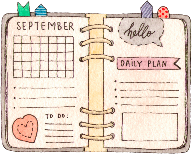 watercolor illustration - dairy planner